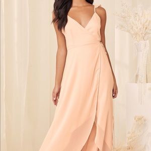Lulus Here's to Us Blush Pink High-Low Wrap Dress   Never worn, tailored to 5’2